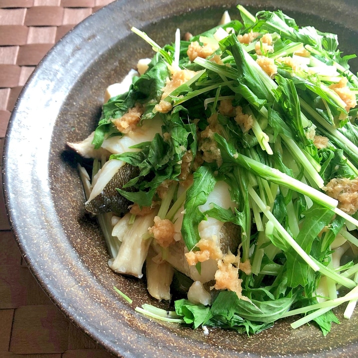 レンジで♪冷凍きのことたらと豆腐のさっぱり蒸し物